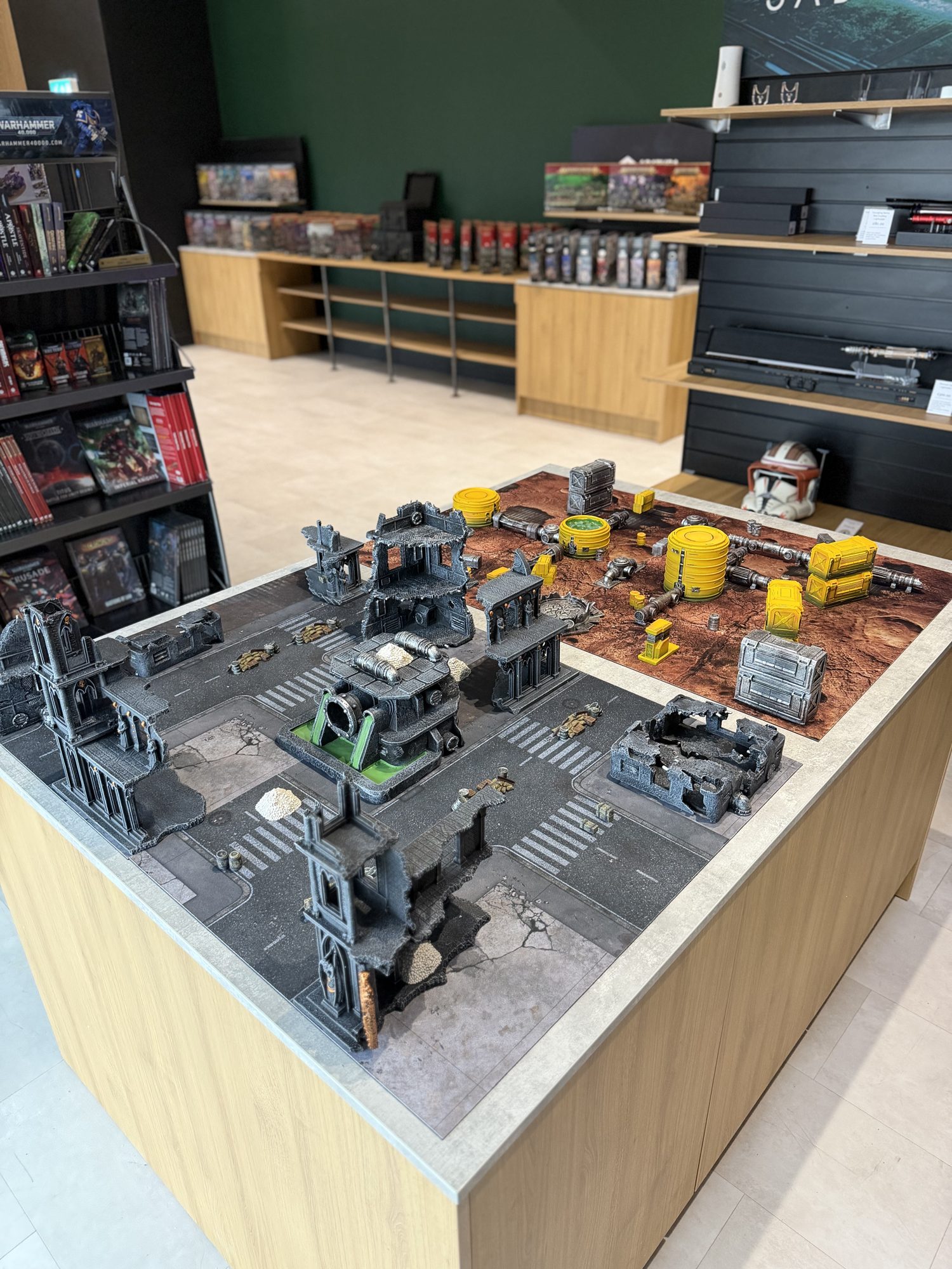 Inside the Nerdworks shop: oak fixtures, charcoal walls and the green feature wall